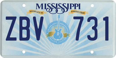 MS license plate ZBV731