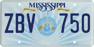 MS license plate ZBV750