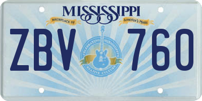 MS license plate ZBV760