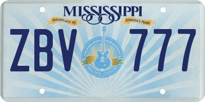 MS license plate ZBV777