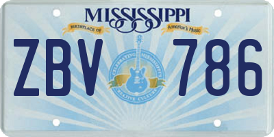 MS license plate ZBV786