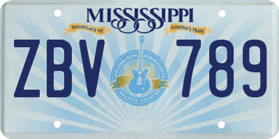 MS license plate ZBV789
