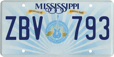 MS license plate ZBV793