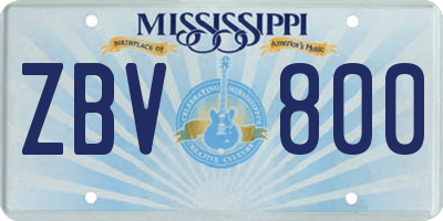 MS license plate ZBV800