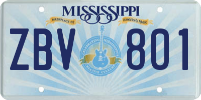 MS license plate ZBV801