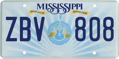 MS license plate ZBV808