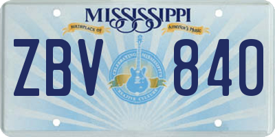 MS license plate ZBV840