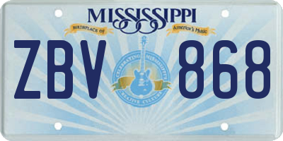 MS license plate ZBV868