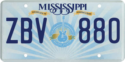 MS license plate ZBV880