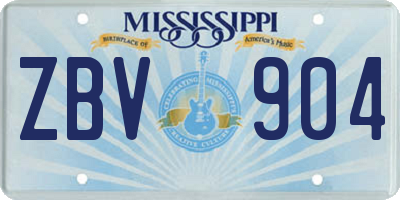 MS license plate ZBV904