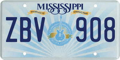 MS license plate ZBV908