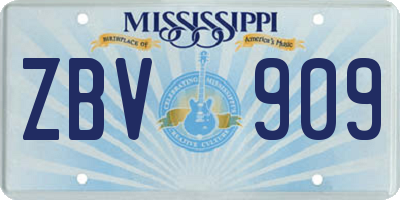 MS license plate ZBV909