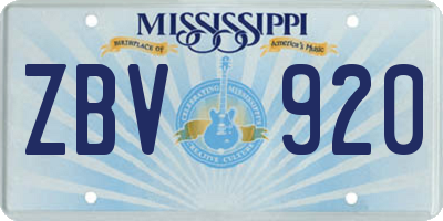 MS license plate ZBV920