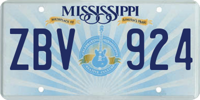 MS license plate ZBV924