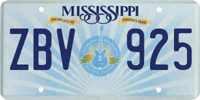 MS license plate ZBV925