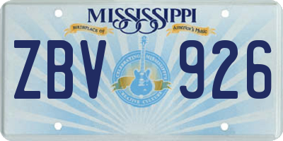 MS license plate ZBV926