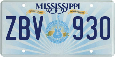 MS license plate ZBV930