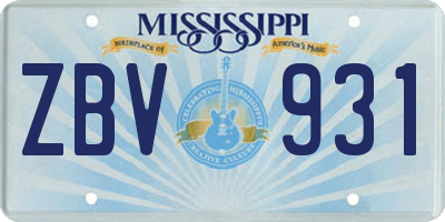 MS license plate ZBV931