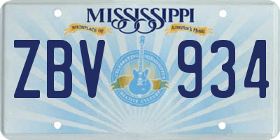 MS license plate ZBV934