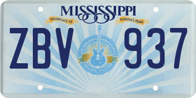 MS license plate ZBV937