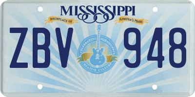 MS license plate ZBV948