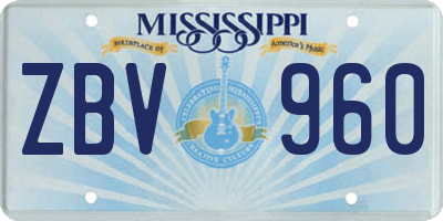 MS license plate ZBV960