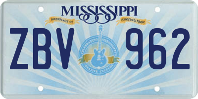MS license plate ZBV962