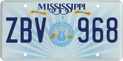 MS license plate ZBV968