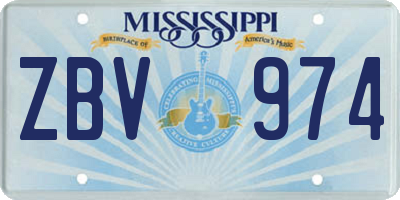 MS license plate ZBV974