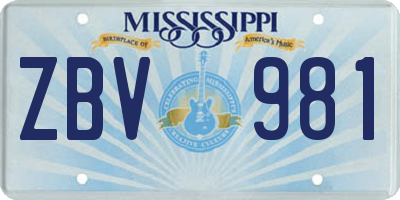 MS license plate ZBV981