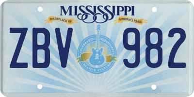 MS license plate ZBV982