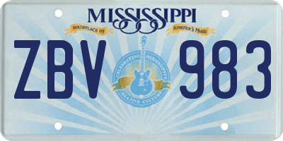 MS license plate ZBV983