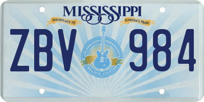 MS license plate ZBV984