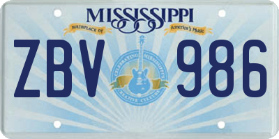 MS license plate ZBV986