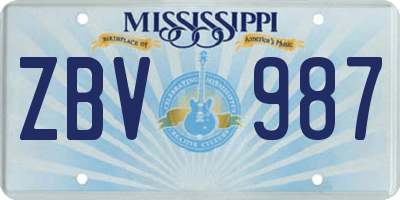 MS license plate ZBV987