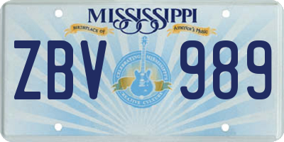 MS license plate ZBV989