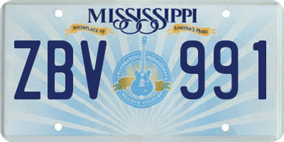 MS license plate ZBV991