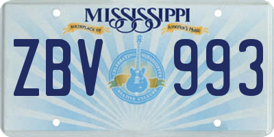 MS license plate ZBV993