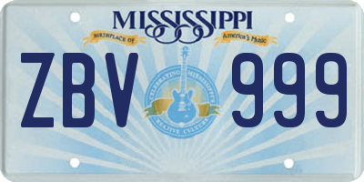 MS license plate ZBV999
