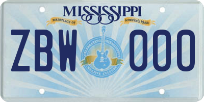 MS license plate ZBW000