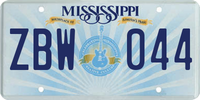 MS license plate ZBW044