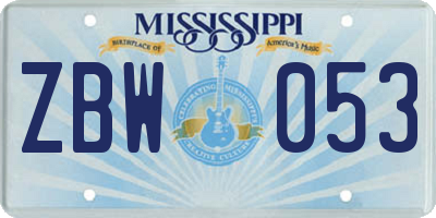 MS license plate ZBW053