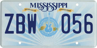 MS license plate ZBW056