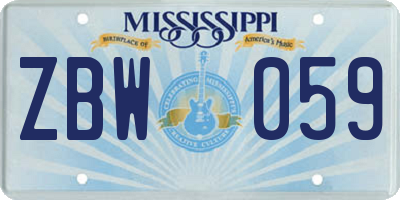 MS license plate ZBW059