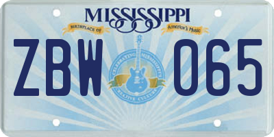 MS license plate ZBW065