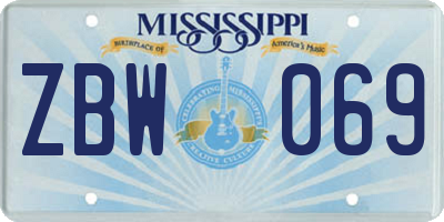 MS license plate ZBW069