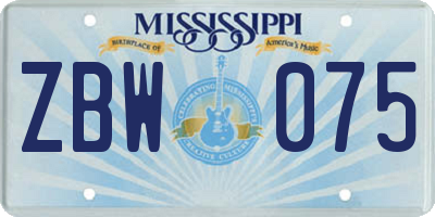 MS license plate ZBW075