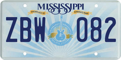 MS license plate ZBW082