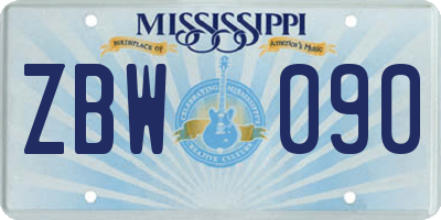 MS license plate ZBW090