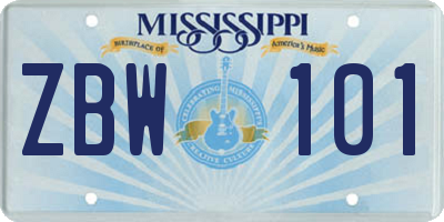 MS license plate ZBW101